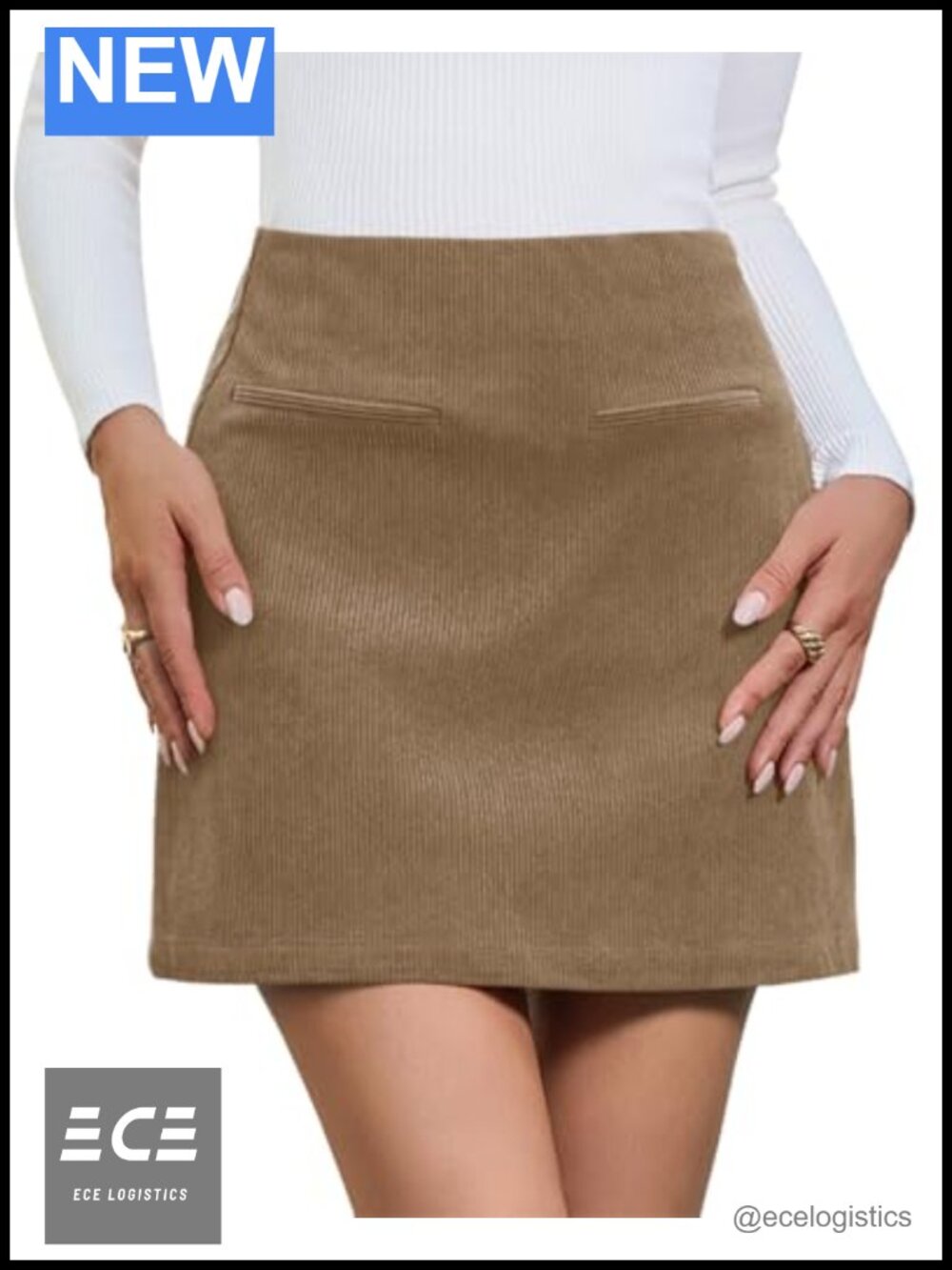 Yousify Womens Corduroy Mini Skirt High Waisted A-Line Work Skirt
